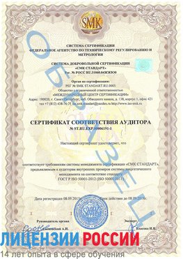 Образец сертификата соответствия аудитора №ST.RU.EXP.00006191-1 Пермь Сертификат ISO 50001